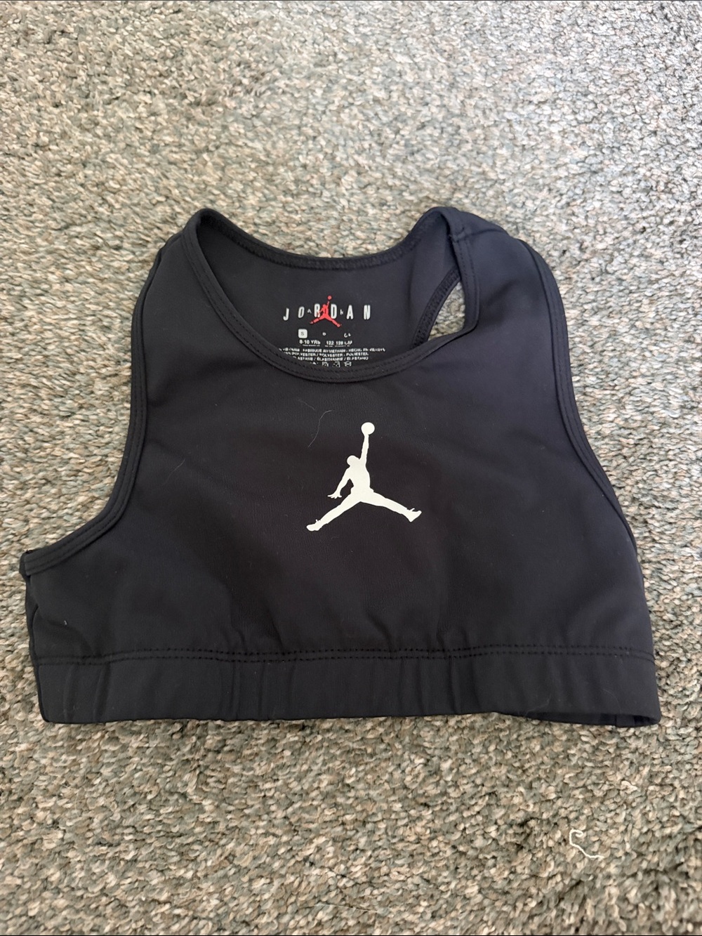Jordan Black Kids' Athletic Sports Bra with White Jumpman